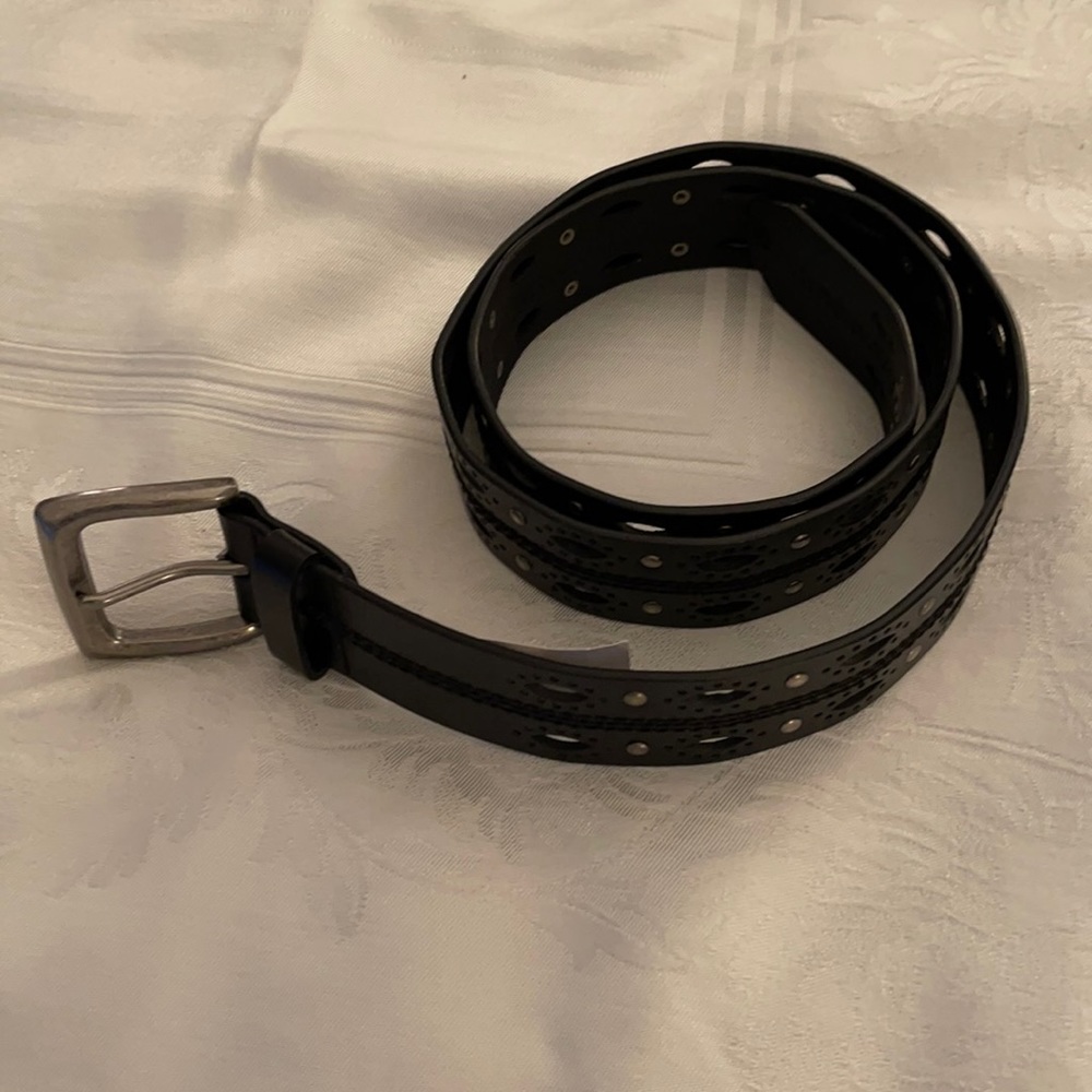 Black Leather Belt XL NWT